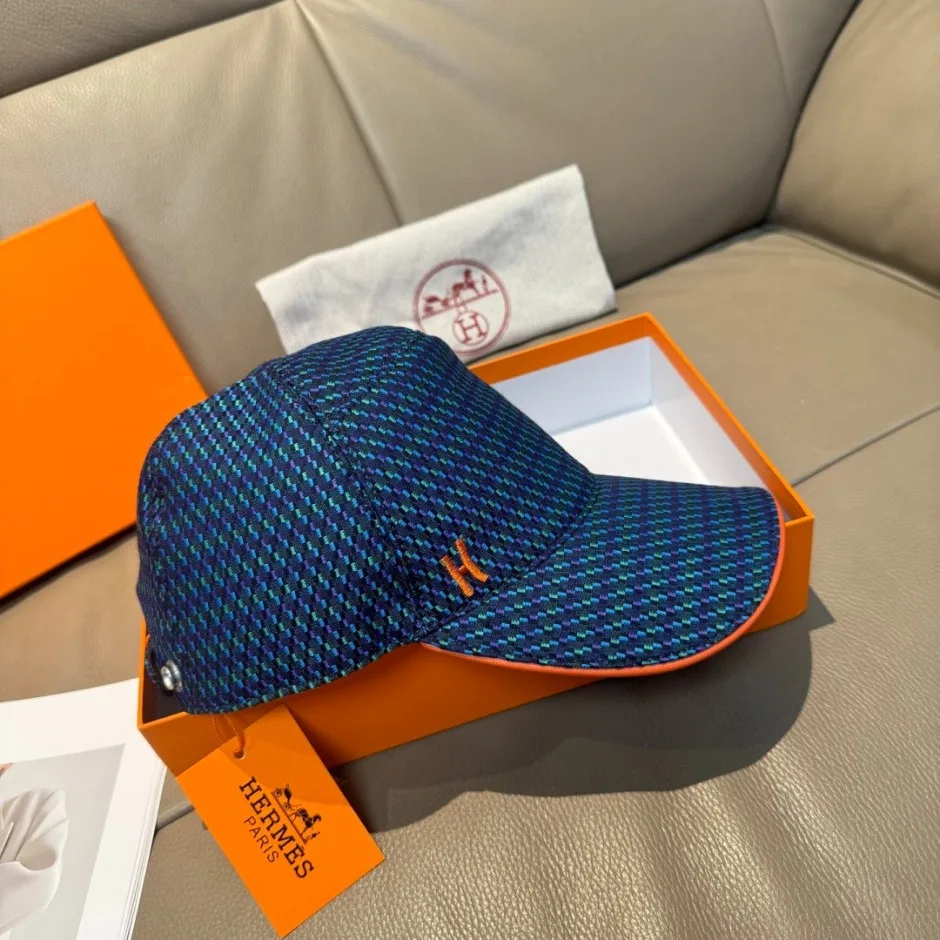 お洒落 合わせやすい エルメス キャップ 偽物 ベースボールキャップ ブルー