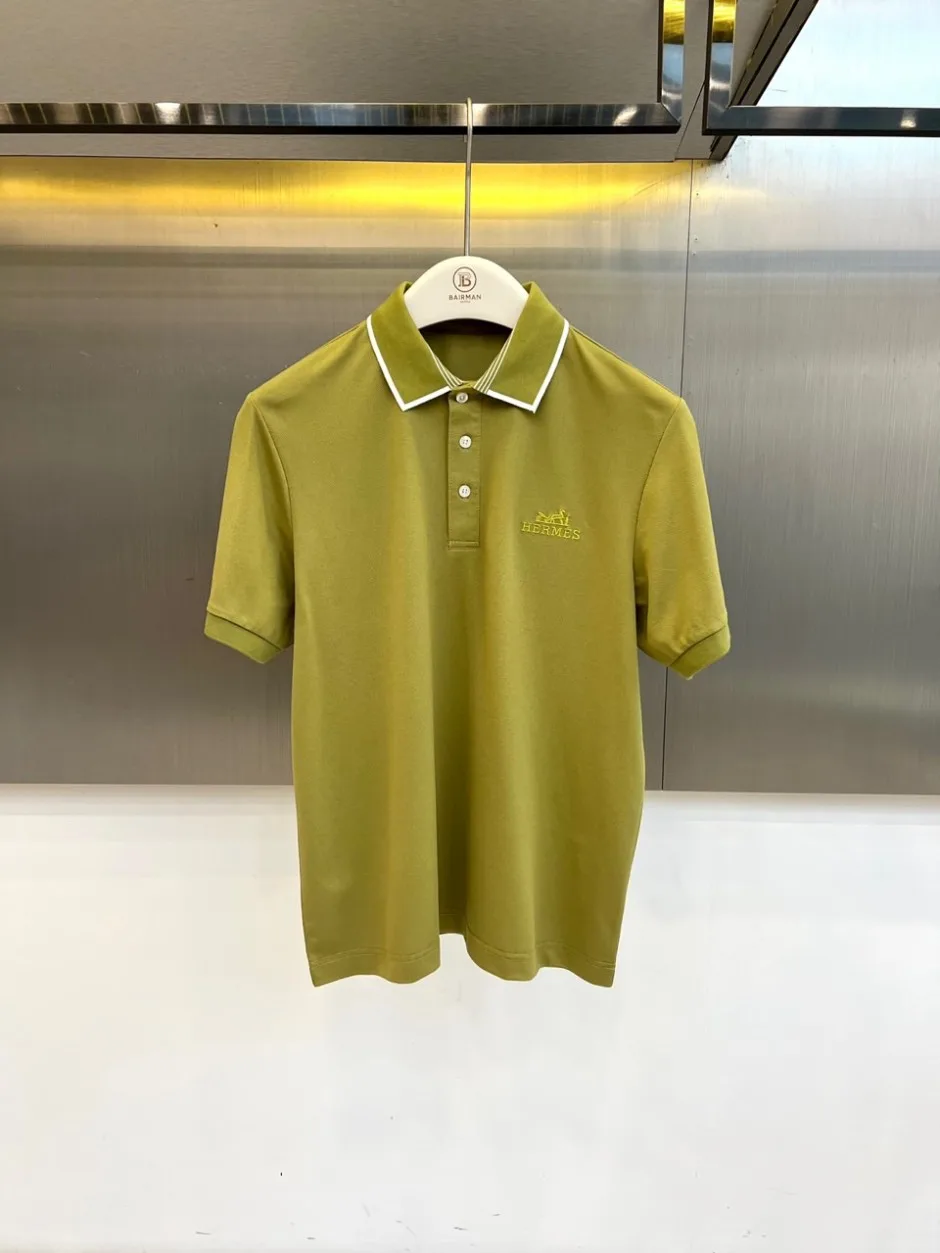 上品 カジュアル エルメス Tシャツ コピー 半袖ポロシャツ グリーン