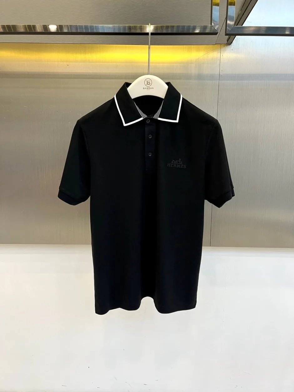 上品 カジュアル エルメス Tシャツ コピー 半袖ポロシャツ ブラック