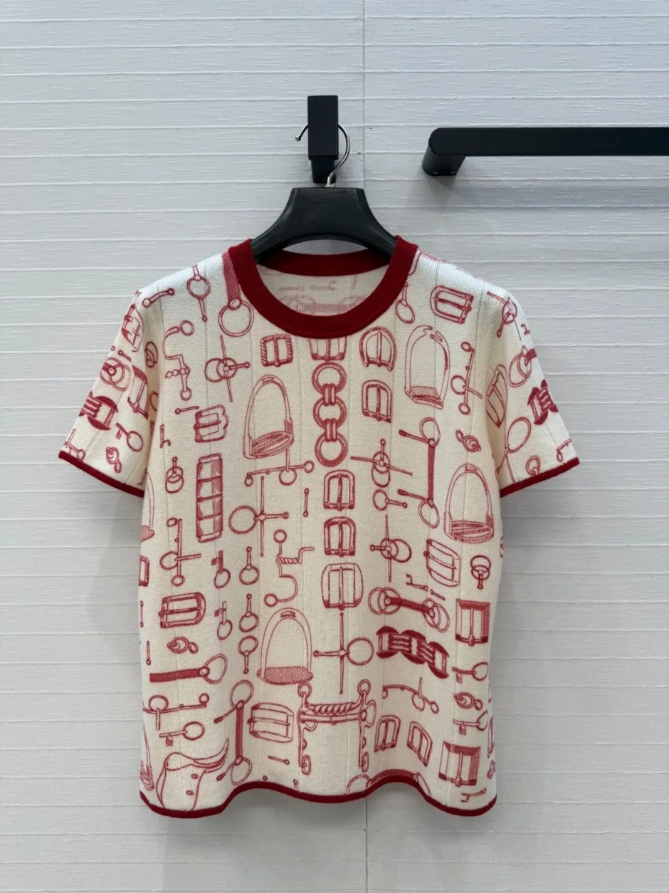1787740246746218.webp お洒落 上品 カシミヤ ショートスリーブニット エルメス ニット コピー アイボリー