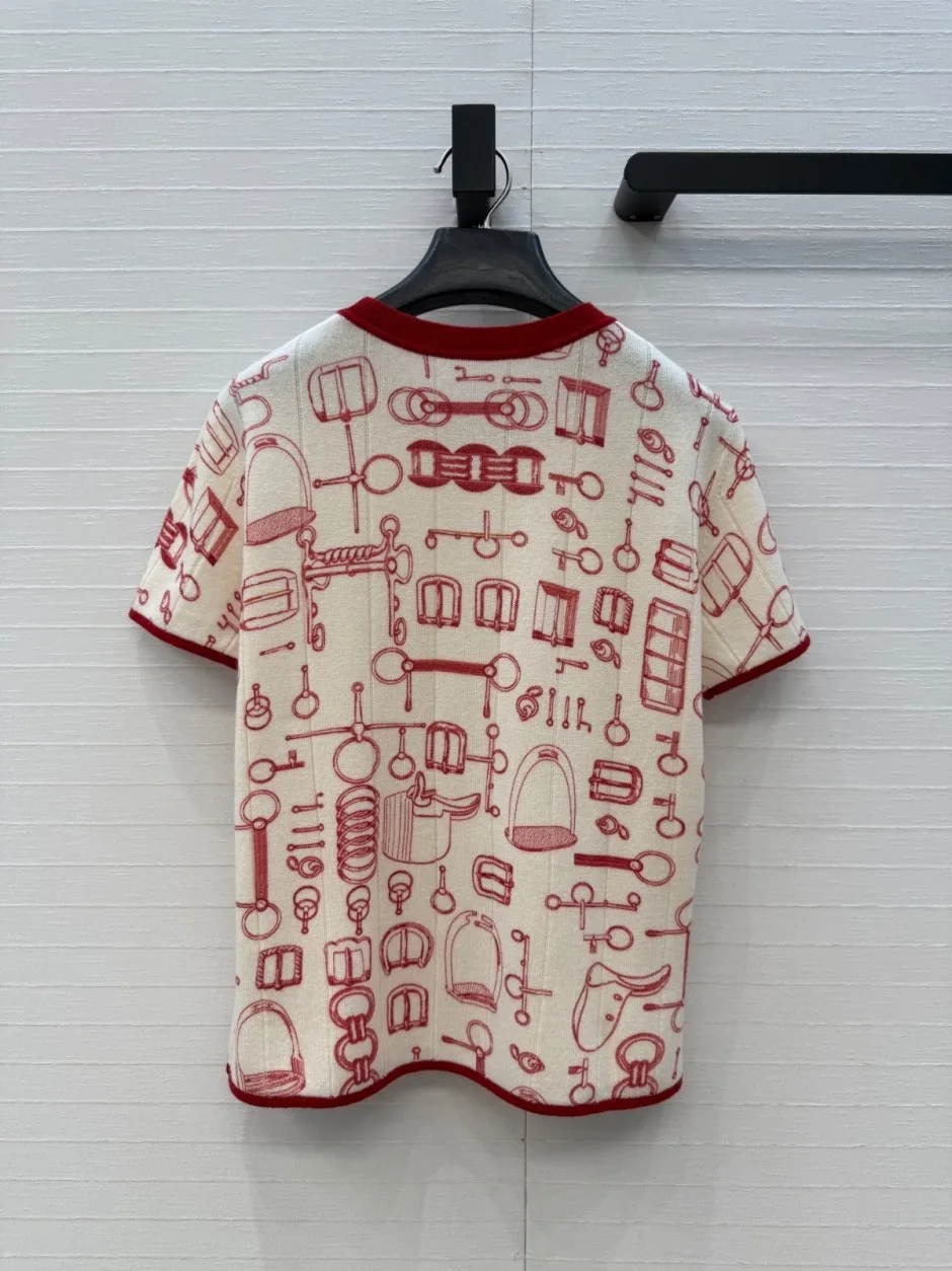 1787740252737508.webp お洒落 上品 カシミヤ ショートスリーブニット エルメス ニット コピー アイボリー