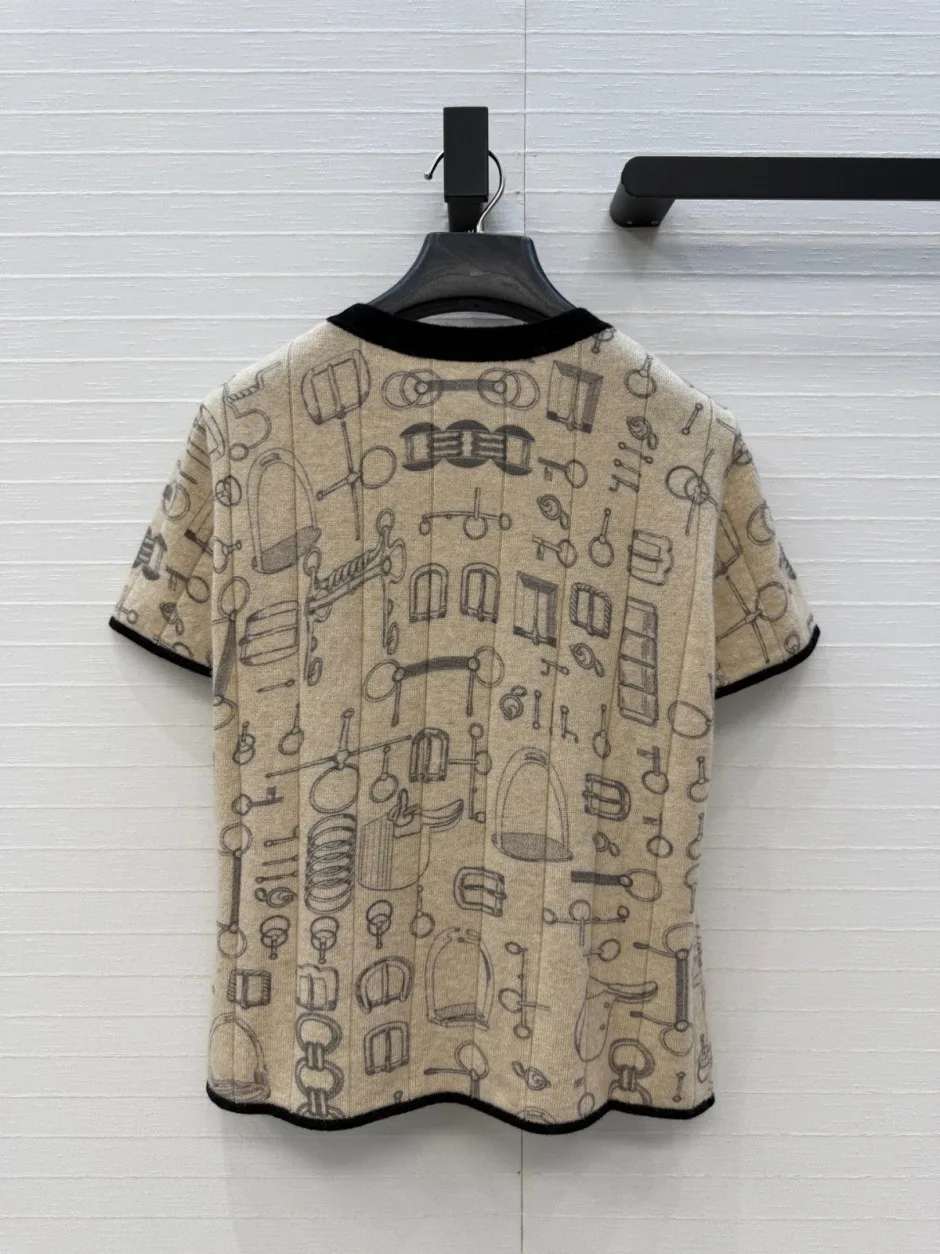 1787740471181052.webp お洒落 上品 カシミヤ ショートスリーブニット エルメス ニット コピー ベージュ