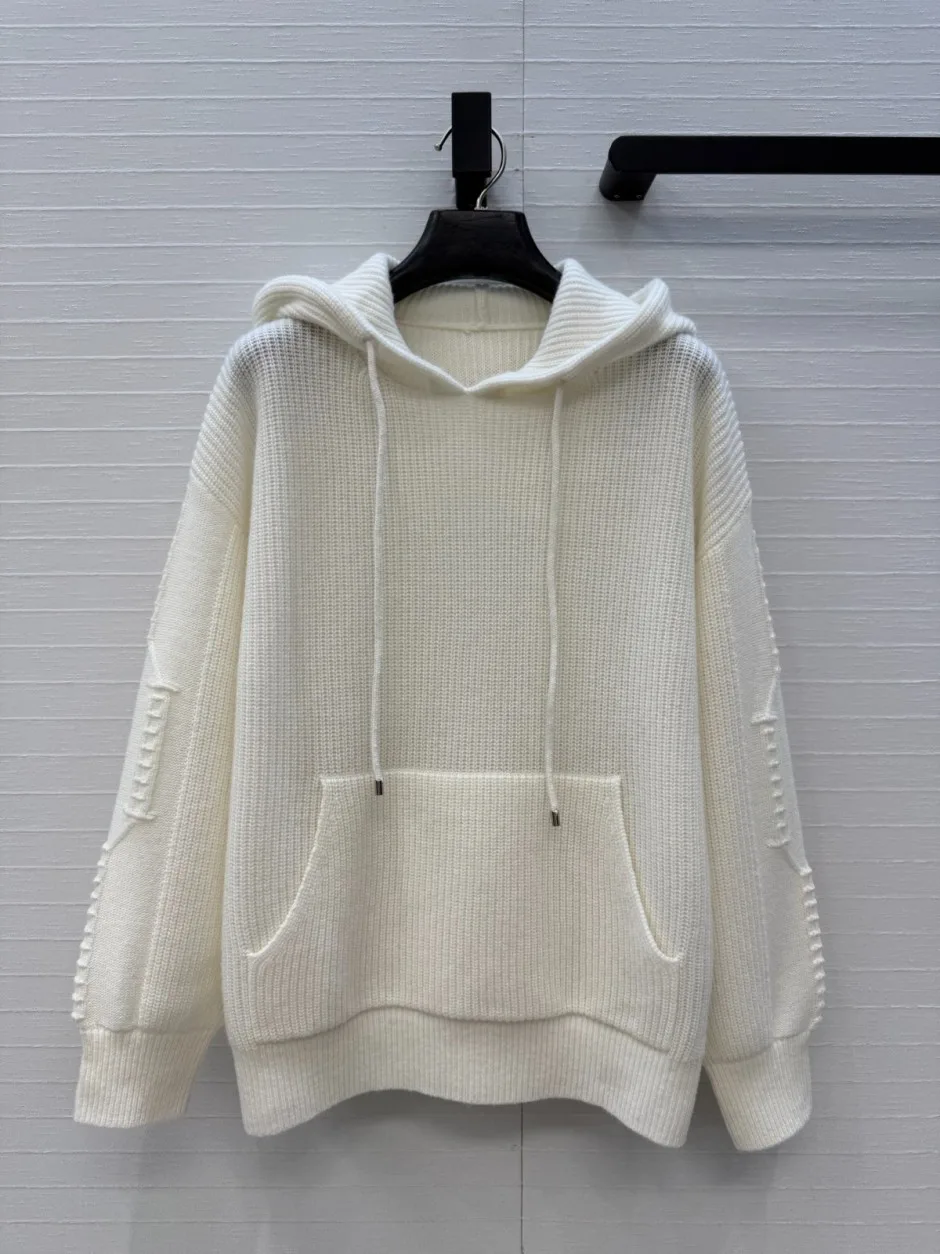 カジュアル カシミヤ フーデッドニット エルメス ニット コピー ホワイト