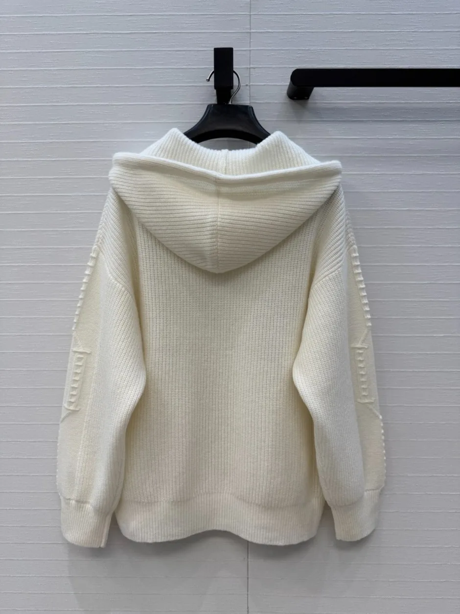 カジュアル カシミヤ フーデッドニット エルメス ニット コピー ホワイト