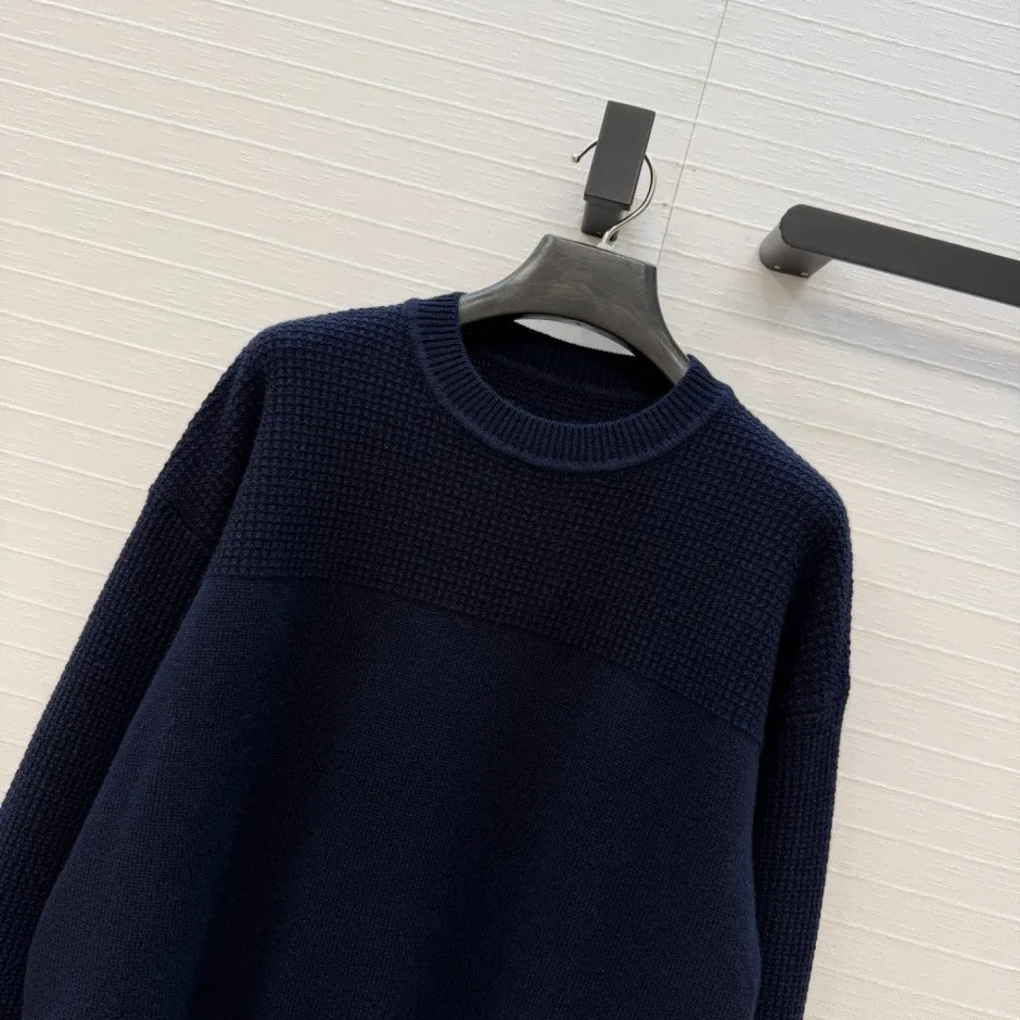 1787794864233100.webp シンプル カシミヤ クルーネック プルオーバー エルメス セーター コピー ネイビー