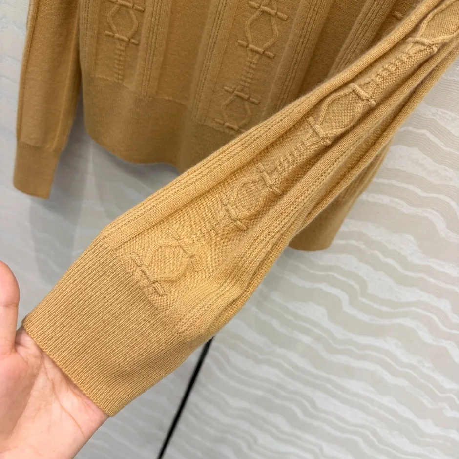 洗練された エルメス セーター コピー ウール クルーネックニット キャメル