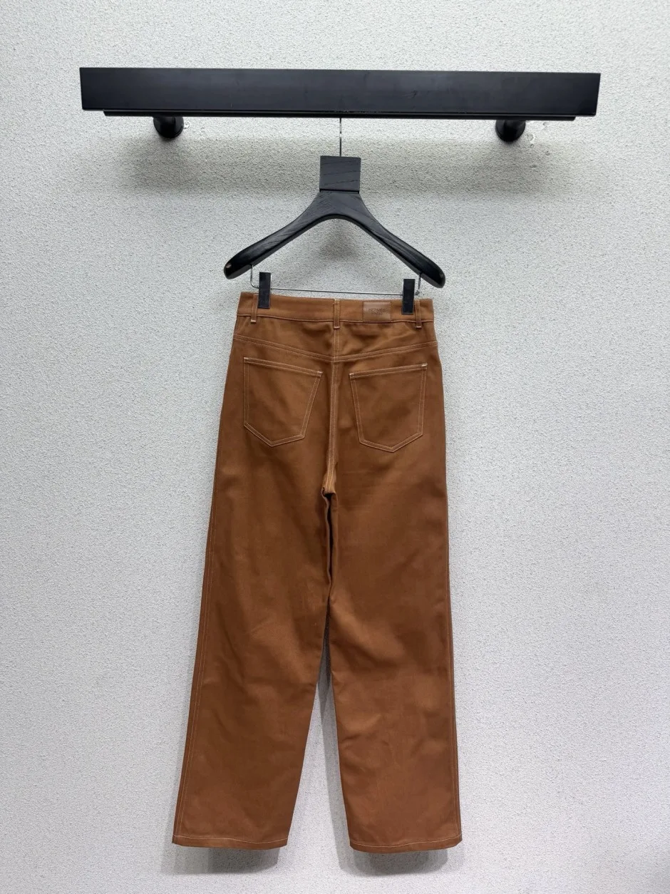 センターシーム コットン デニムパンツ エルメス ジーンズ コピー ブラウン
