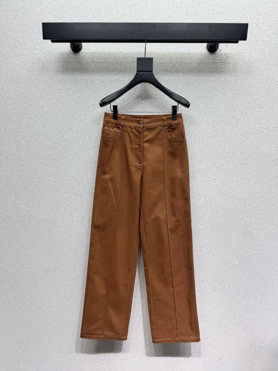 センターシーム コットン デニムパンツ エルメス ジーンズ コピー ブラウン