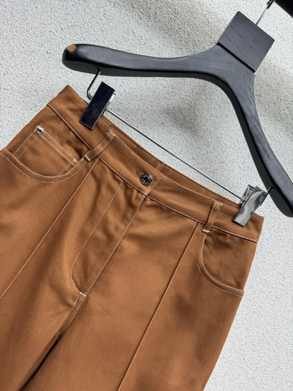センターシーム コットン デニムパンツ エルメス ジーンズ コピー ブラウン