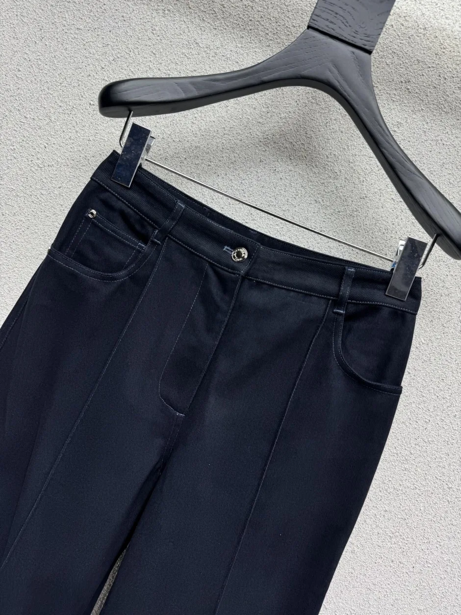 センターシーム コットン デニムパンツ エルメス ジーンズ コピー ネイビー