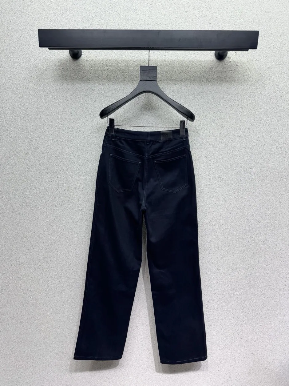 センターシーム コットン デニムパンツ エルメス ジーンズ コピー ネイビー
