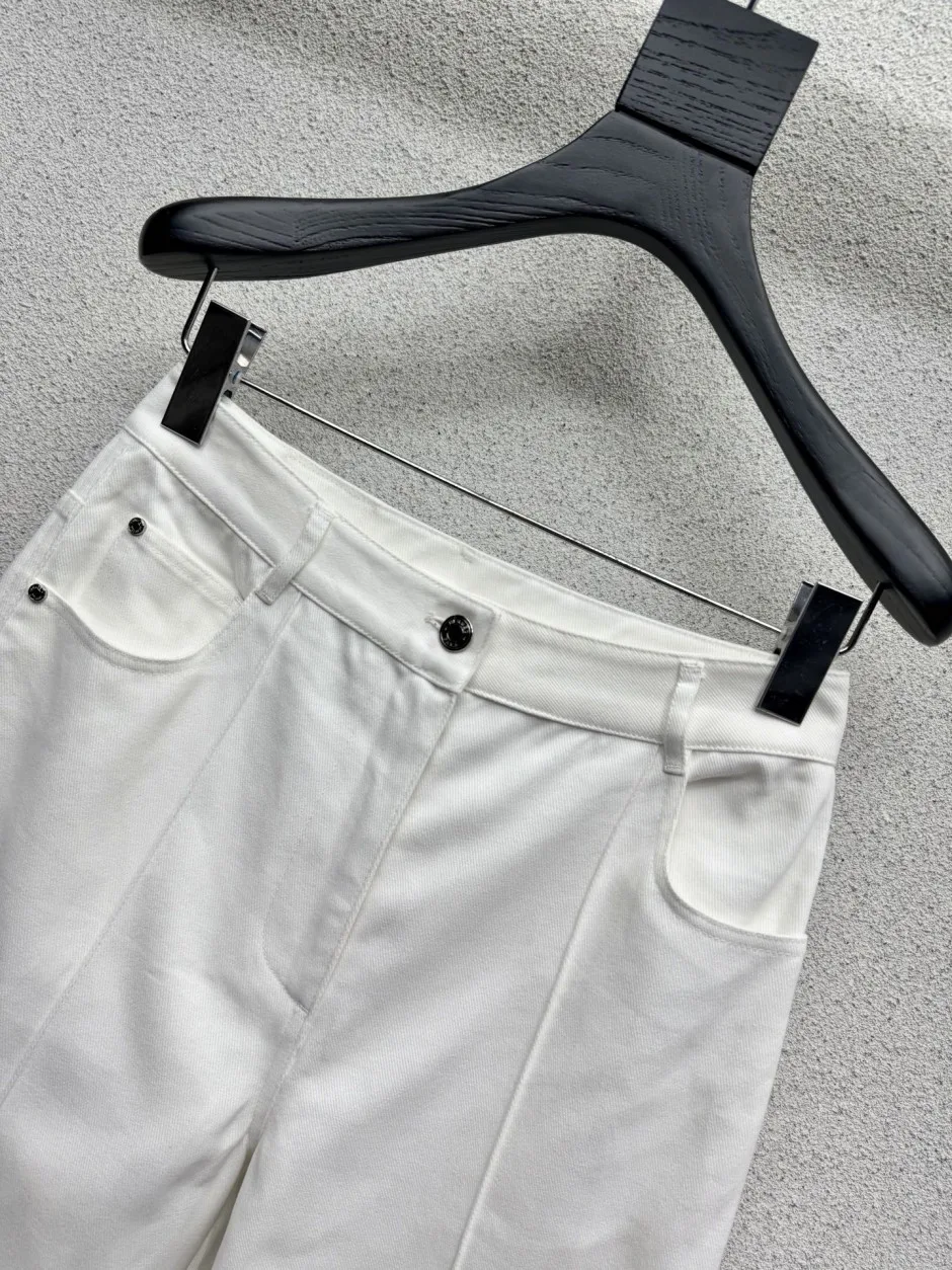 センターシーム コットン デニムパンツ エルメス ジーンズ コピー ホワイト