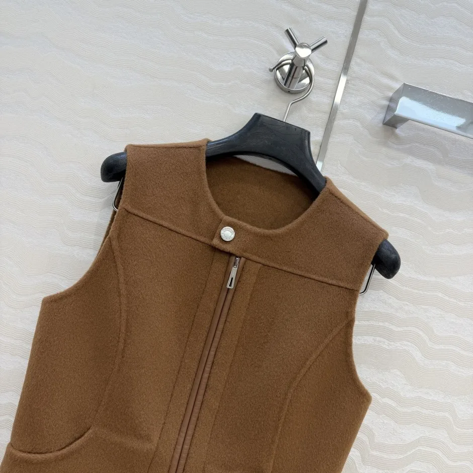 ウール カシミヤ ジップアップベスト エルメス ジャケット コピー ブラウン