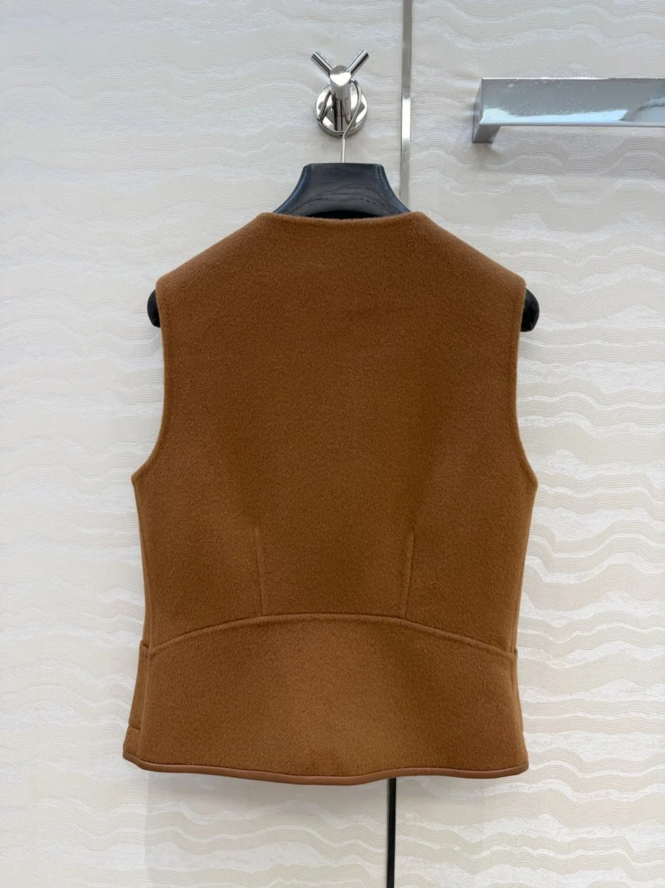 ウール カシミヤ ジップアップベスト エルメス ジャケット コピー ブラウン