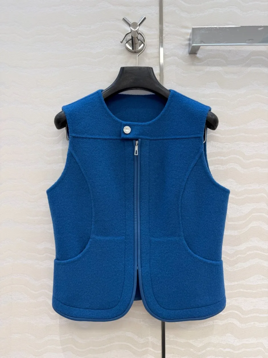 ウール カシミヤ ジップアップベスト エルメス ジャケット コピー ブルー