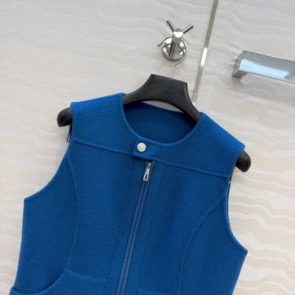ウール カシミヤ ジップアップベスト エルメス ジャケット コピー ブルー