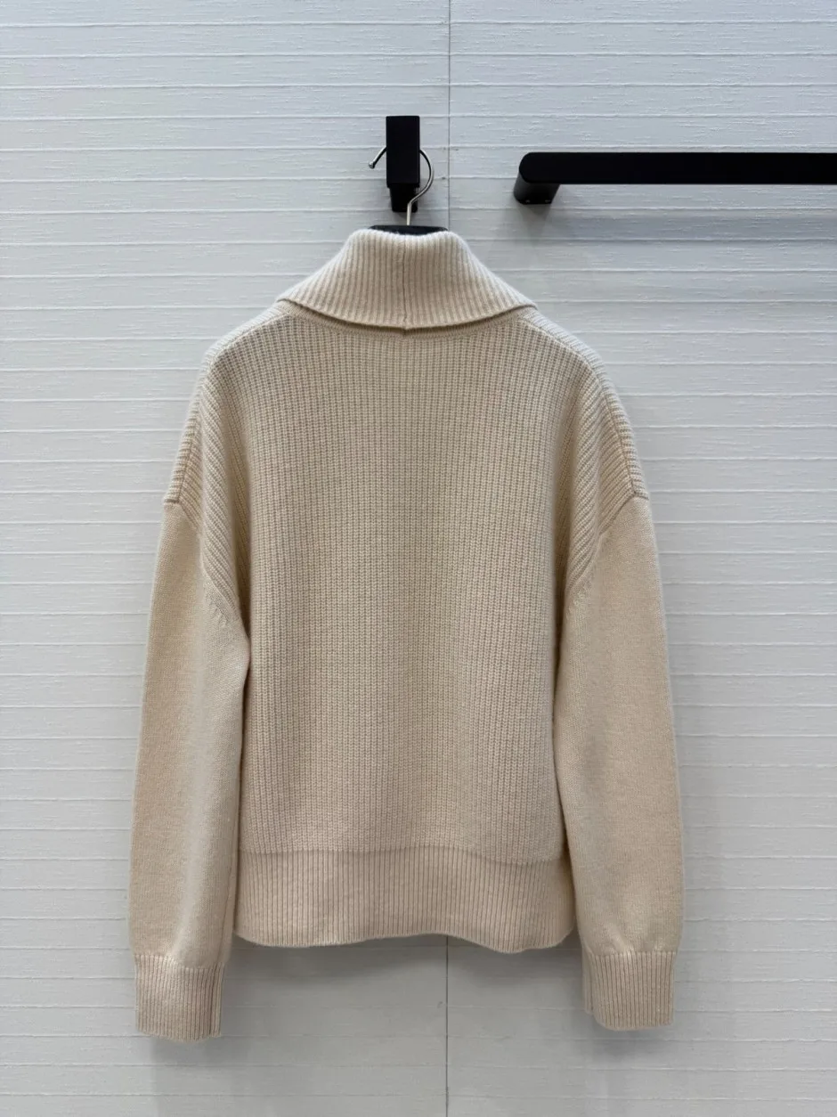 1787828257562105.webp エルメス ジャケット 偽物 ショールカラー ダブルブレスト ニットカーディガン ベージュ