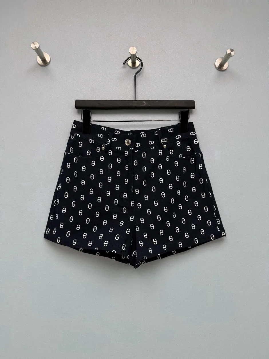 1787833706759756.webp スタイリッシュ 総柄 ショートパンツ エルメス パンツ 偽物 ブラック