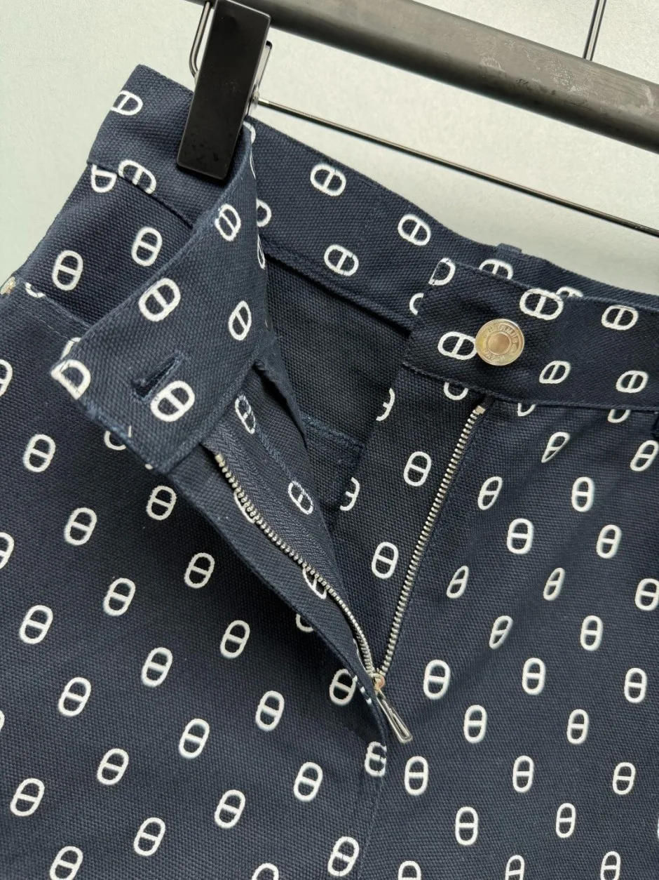 1787833708103961.webp スタイリッシュ 総柄 ショートパンツ エルメス パンツ 偽物 ブラック