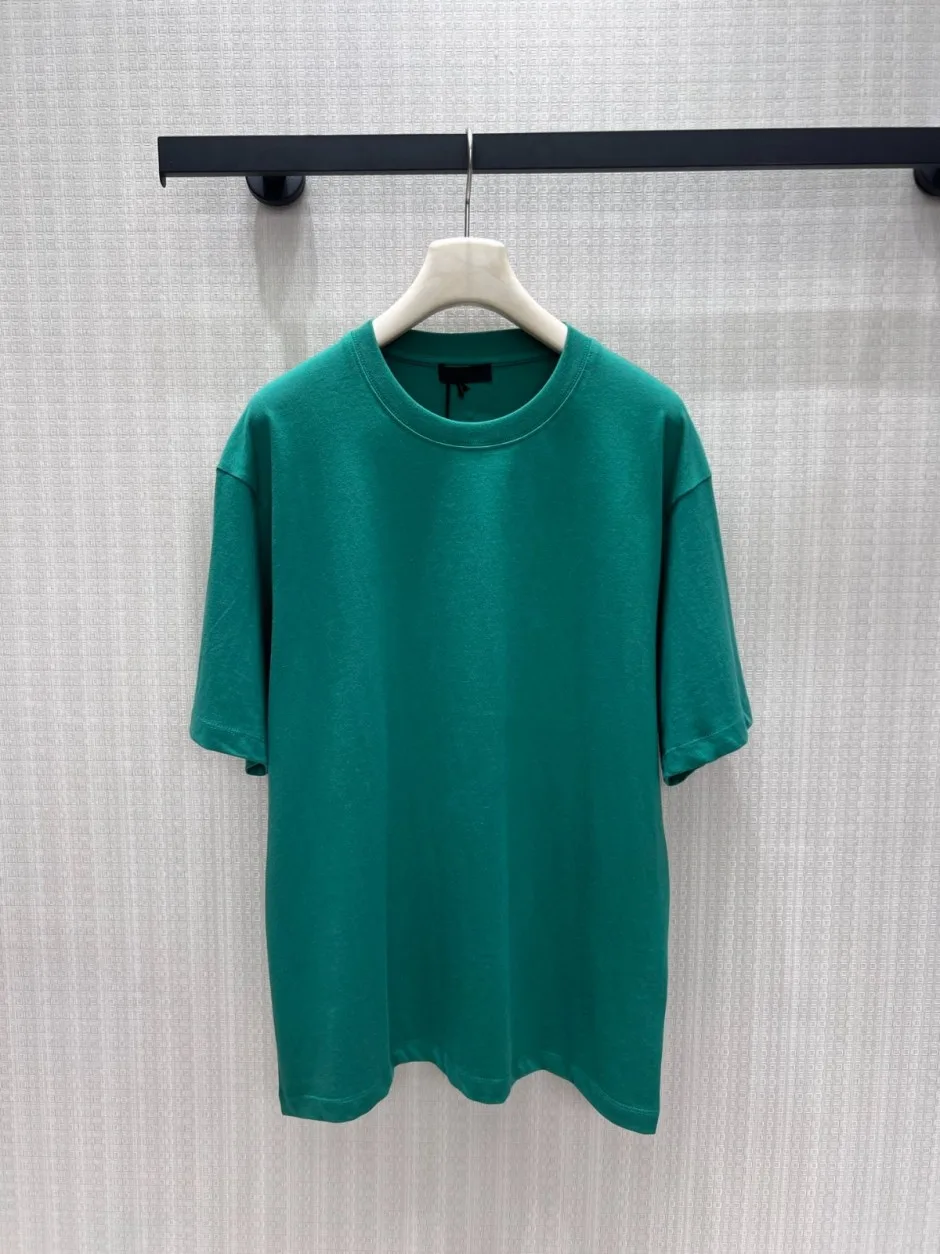 1787993531657865.webp シンプル 洗練された 半袖Tシャツ プラダ Tシャツ 偽物 コットン クルーネック グリーン