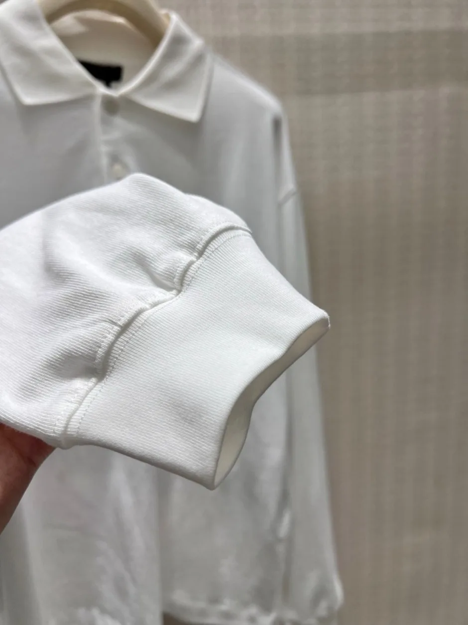 シンプル カジュアル プラダ Tシャツ 偽物 コットン 長袖 ポロシャツ ホワイト