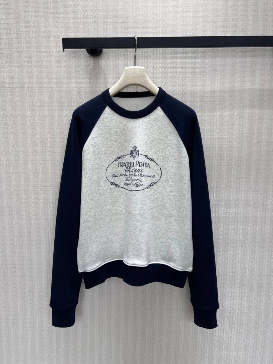 カジュアル 配色 ラグランスリーブスウェット プラダ Tシャツ コピー コットン