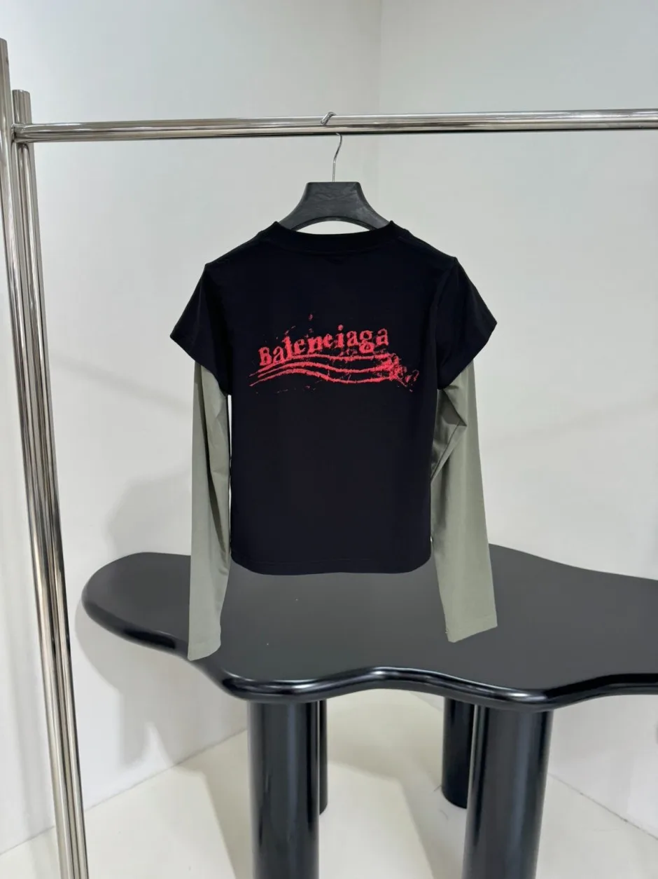 1788080843351692.webp お洒落 レイヤード風 プルオーバー バレンシアガ Tシャツ 偽物 トップス