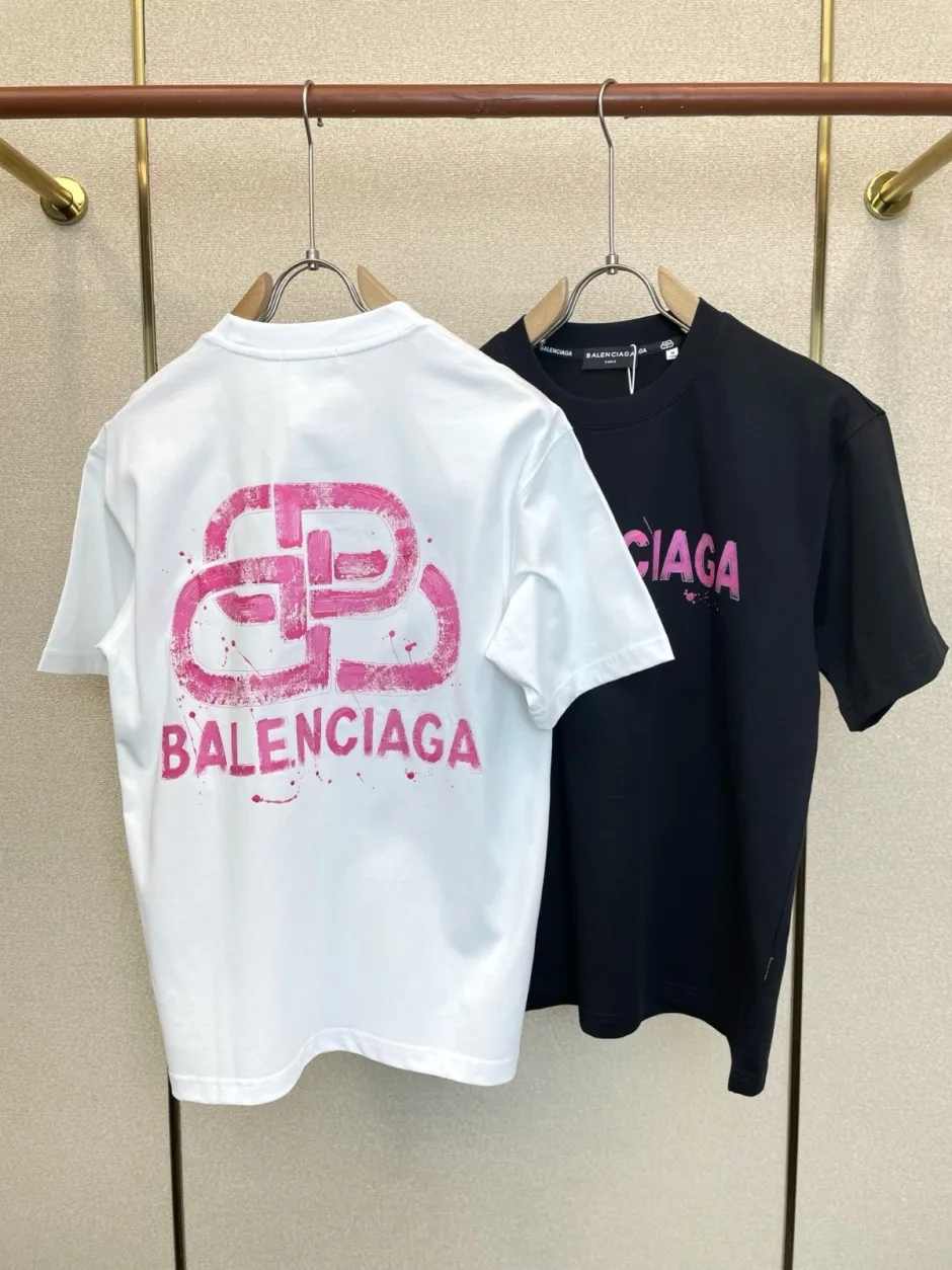 カジュアル バックロゴ 半袖Tシャツ バレンシアガ Tシャツ 偽物 クルーネック