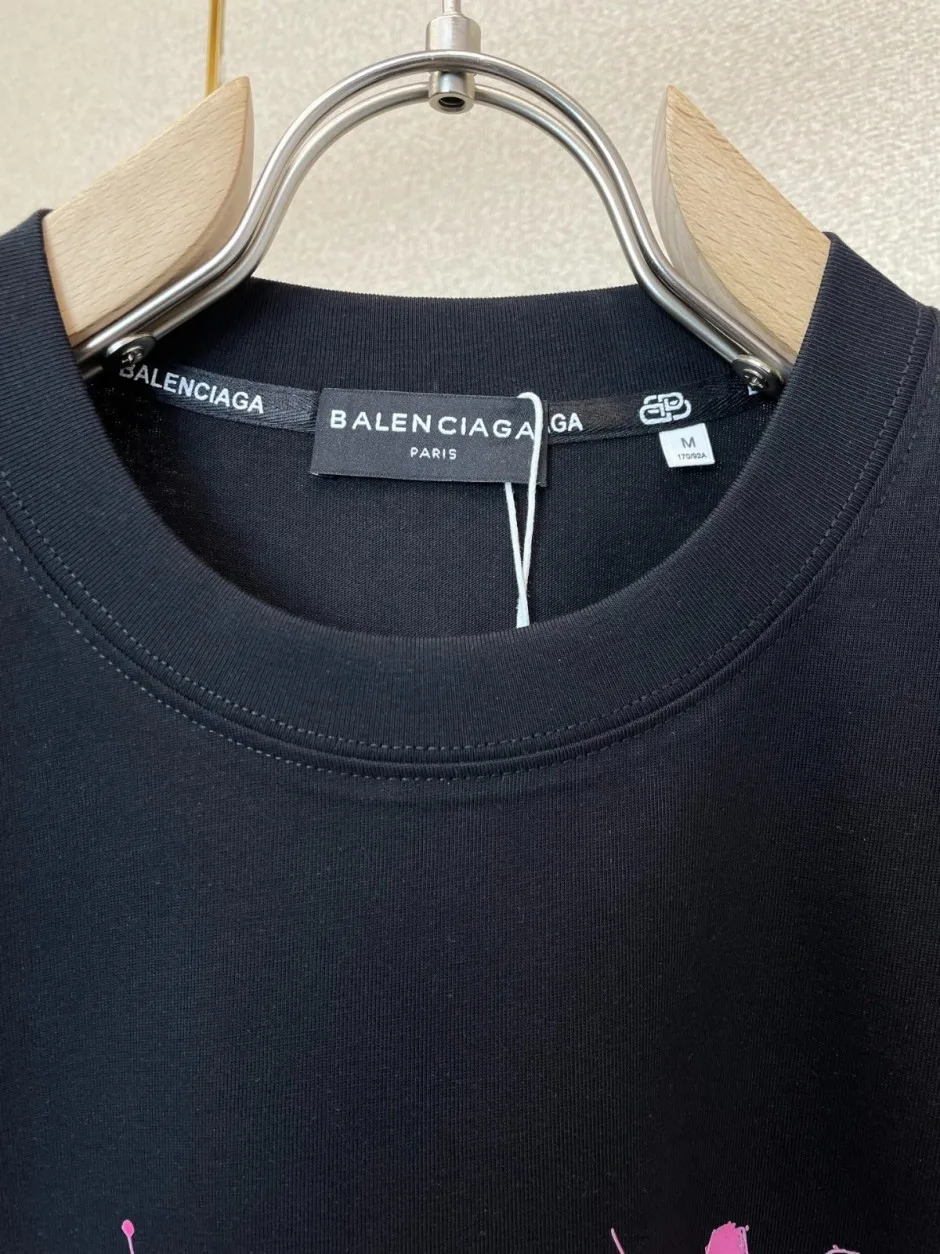カジュアル バックロゴ 半袖Tシャツ バレンシアガ Tシャツ 偽物 クルーネック