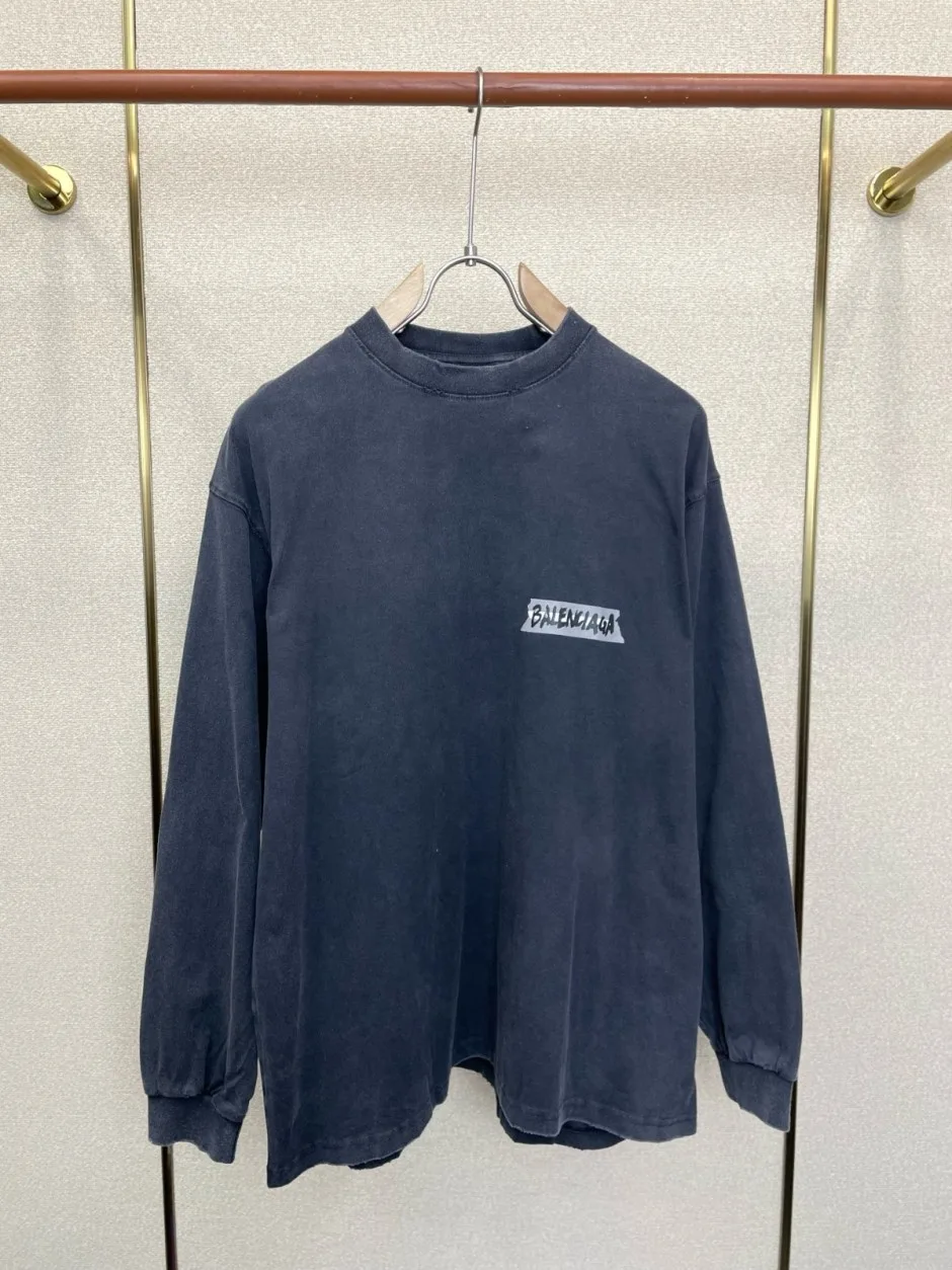 1788089823149400.webp カジュアル ロゴプリント 長袖Tシャツ バレンシアガ Tシャツ 偽物 クルーネック