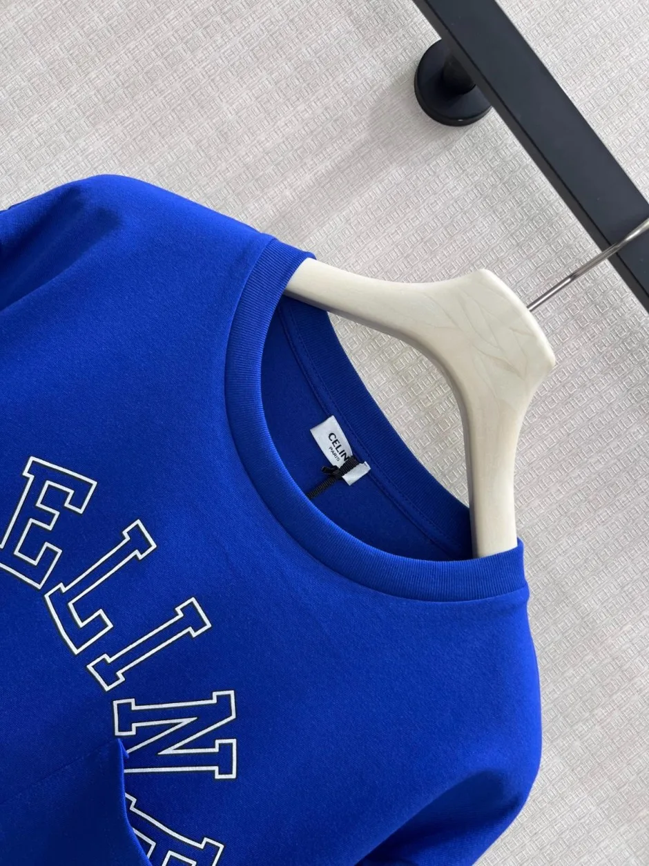 1788403199402272.webp カジュアル お洒落 セリーヌ Tシャツ 偽物 コットン ロゴ入り 長袖Tシャツ