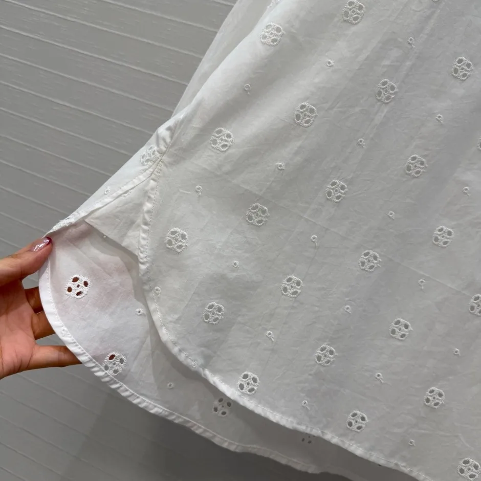 1788410283734453.webp 洗練された コットン アイレット刺繍 セリーヌ シャツ 偽物 ホワイト
