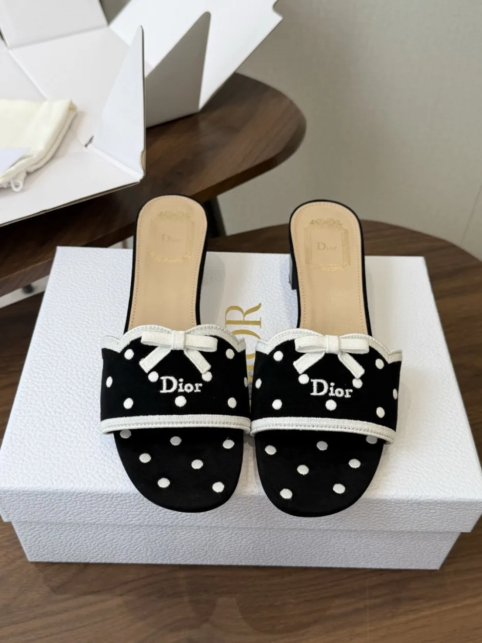 可愛い お洒落 DIOR Dway 3.5ｃｍミュール ディオール サンダル コピー ブラック