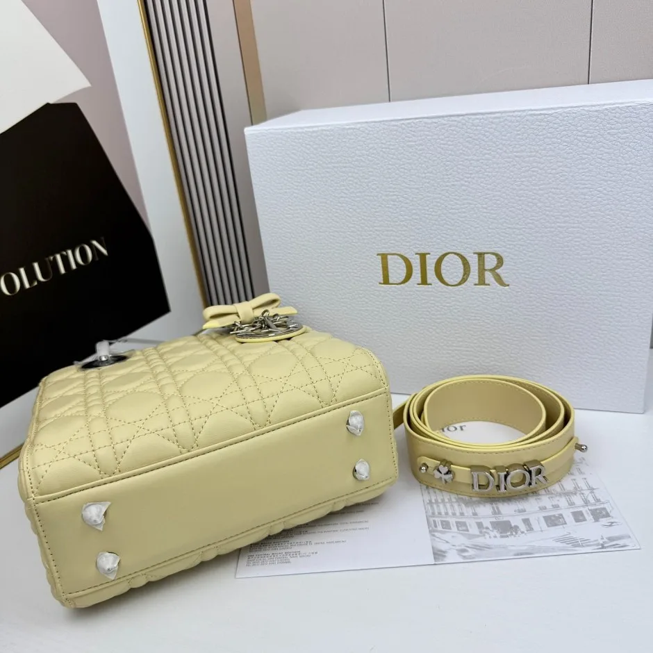1788586190409156.webp Lady Dior ストラップ付き バッグ スモール クリスチャン・ディオール コピー イエロー