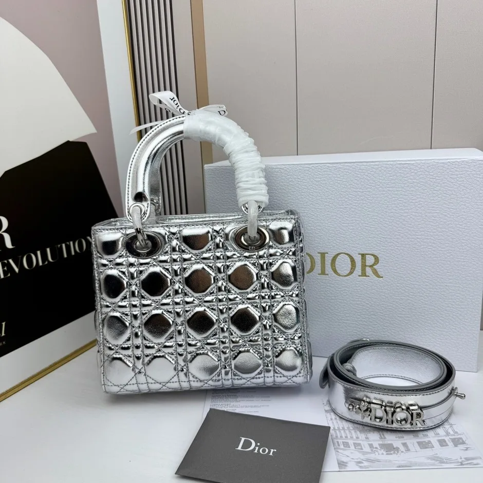 1788586924304939.webp Lady Dior ストラップ付き バッグ スモール クリスチャン・ディオール コピー シルバー