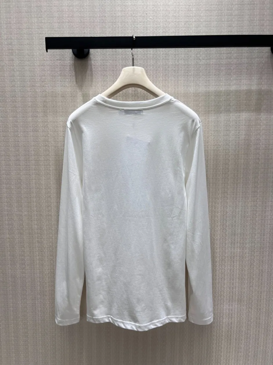 定番 バタフライ＆ロゴ 長袖Tシャツ クリスチャン・ディオール Tシャツ コピー ホワイト