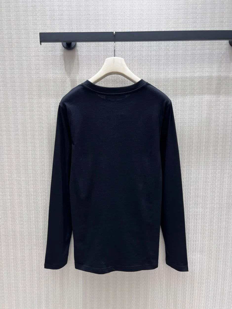ベーシック ロゴ入り 長袖Tシャツ クリスチャン・ディオール Tシャツ コピー ブラック