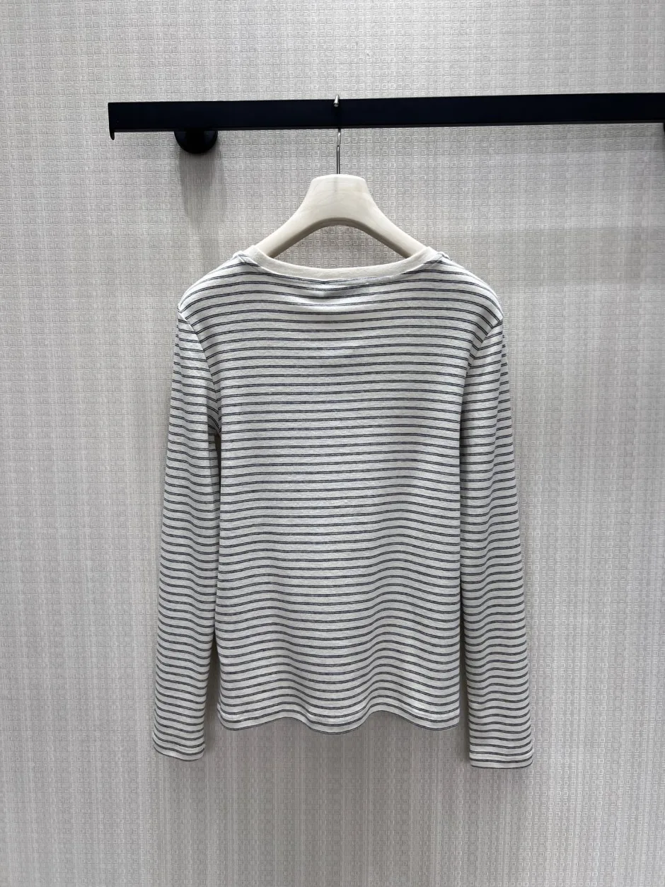 1788774753269158.webp ボーダー柄 コットン 長袖Tシャツ クリスチャン・ディオール Tシャツ コピー