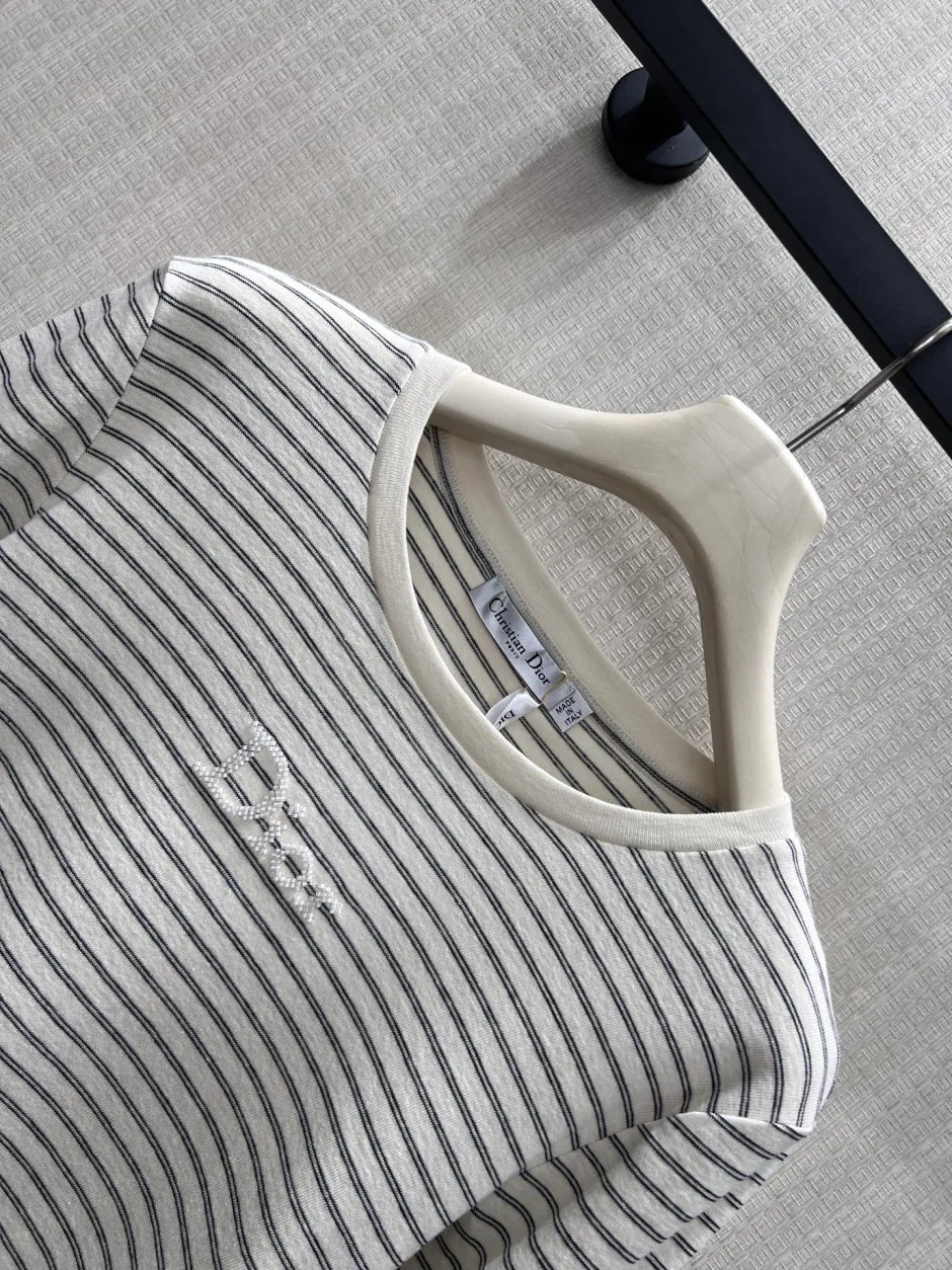 1788774754668663.webp ボーダー柄 コットン 長袖Tシャツ クリスチャン・ディオール Tシャツ コピー