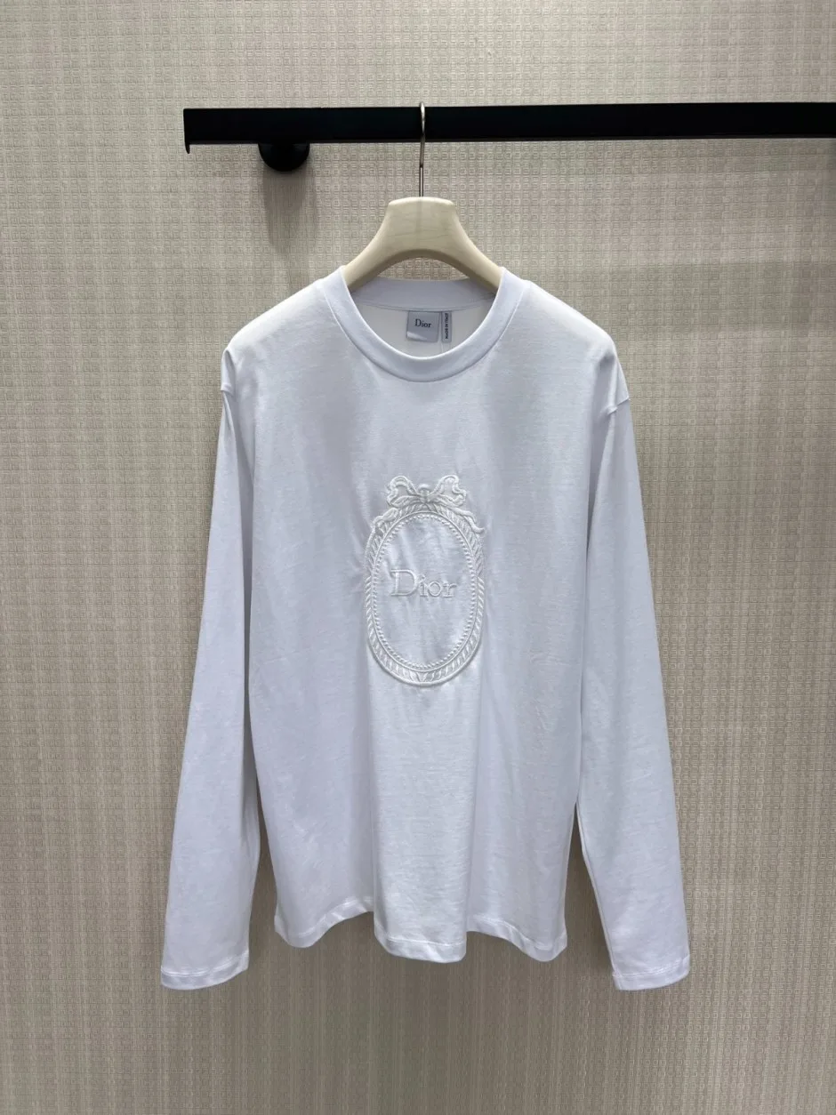 1788775070760094.webp クリスチャン・ディオール Tシャツ コピー 刺繍入り コットン 長袖Tシャツ