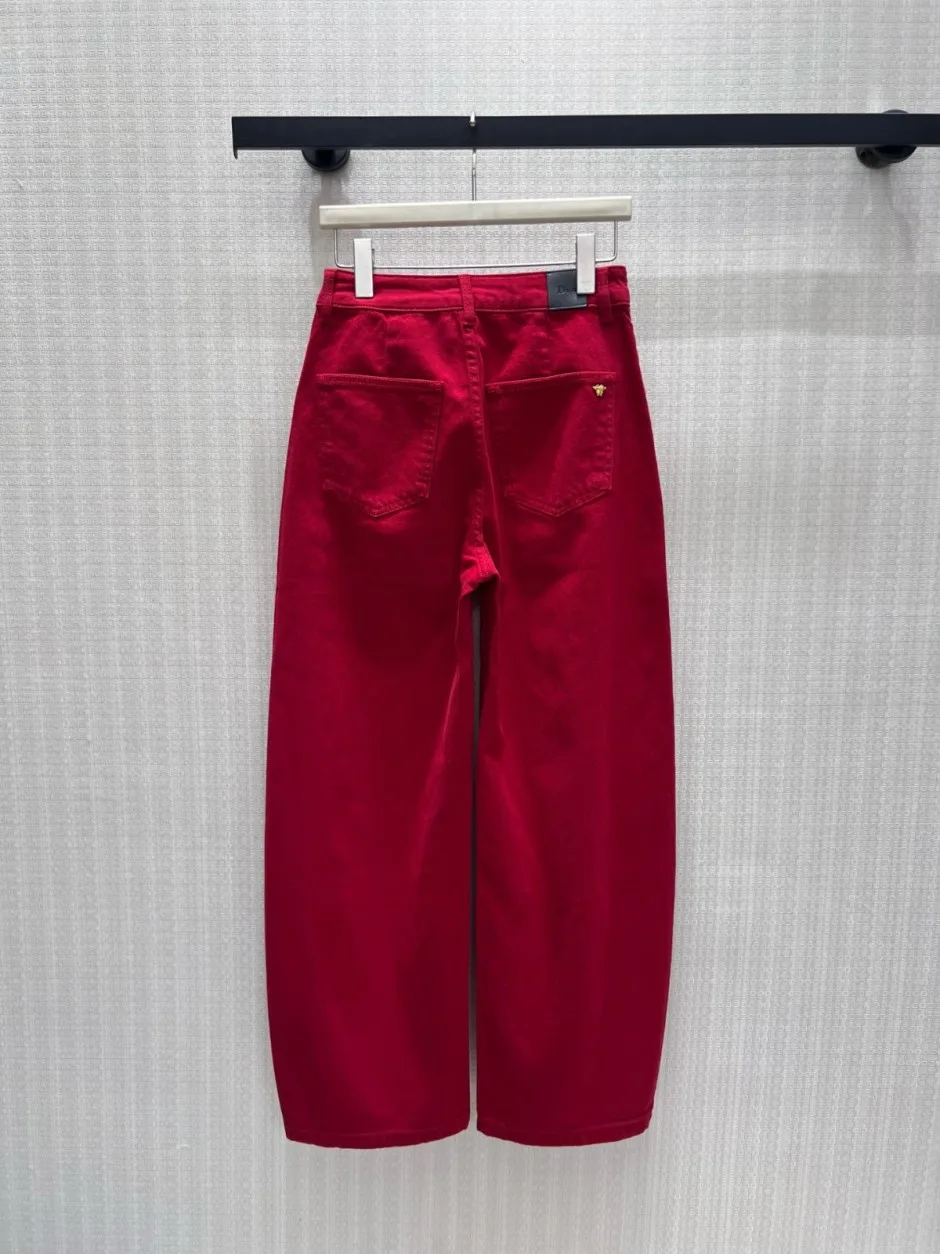 洗練された バレルレッグ デニムパンツ クリスチャン・ディオール パンツ 偽物 レッド