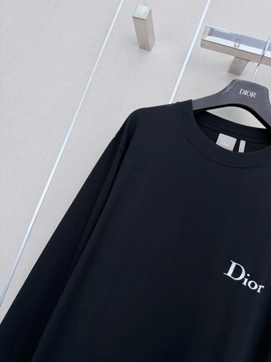 カジュアル ロゴ 長袖Tシャツ クリスチャン・ディオール Tシャツ 偽物 ブラック