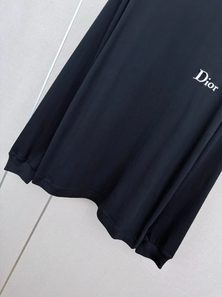カジュアル ロゴ 長袖Tシャツ クリスチャン・ディオール Tシャツ 偽物 ブラック