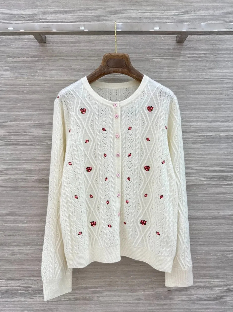 1788870536931561.webp 刺繍入り ウール&カシミヤ カーディガン クリスチャン・ディオール ニット 偽物
