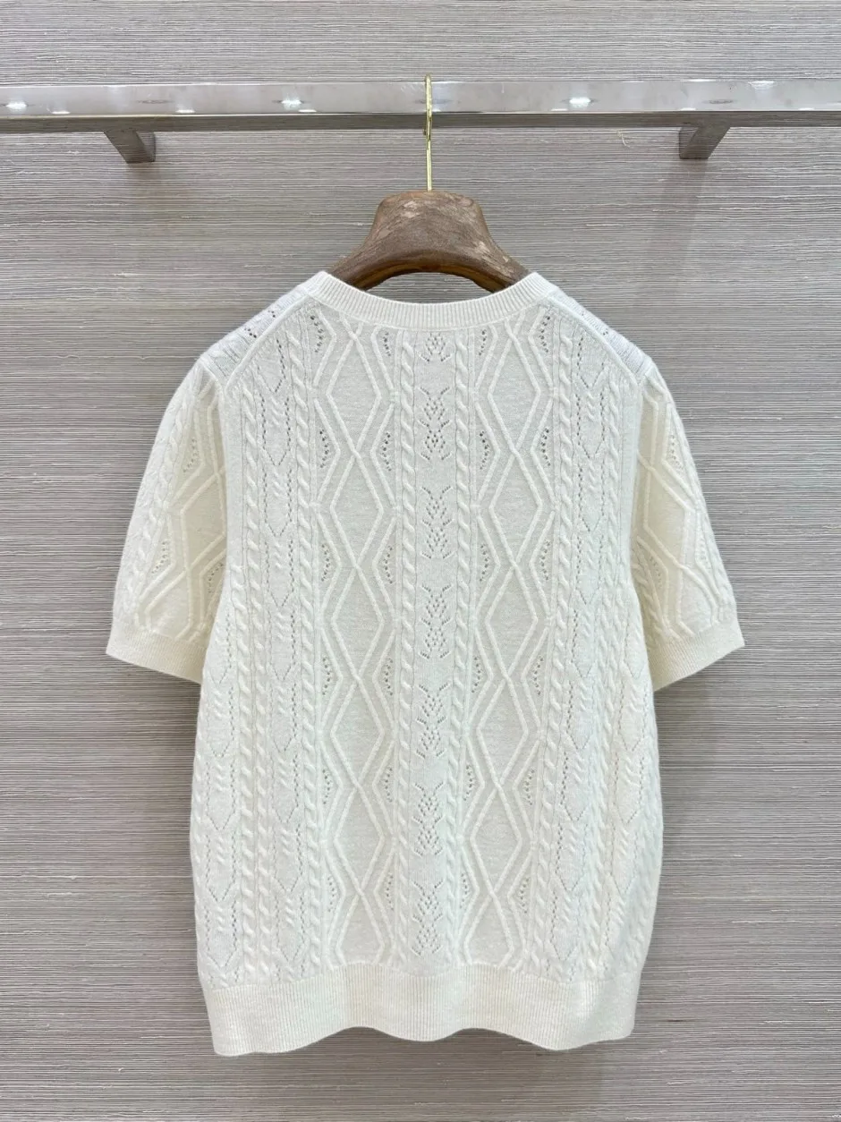 1788870835367551.webp クリスチャン・ディオール ニット 偽物 刺繍入り ウール&カシミヤ 半袖ニット