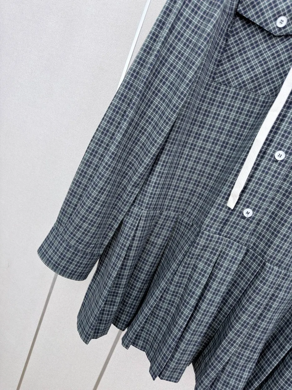 1789100979129204.webp 2WAY フード取り外し可能 チェック柄 シャツワンピース ミュウミュウ ワンピース 偽物 コットン