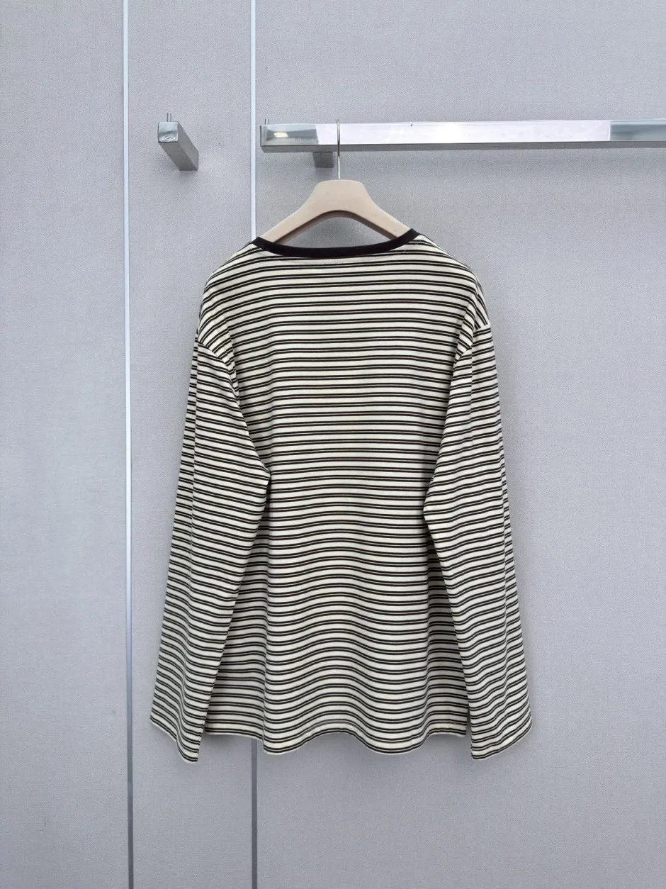 定番 カジュアル ボーダー柄 長袖Tシャツ ミュウミュウ Tシャツ 偽物 トップス
