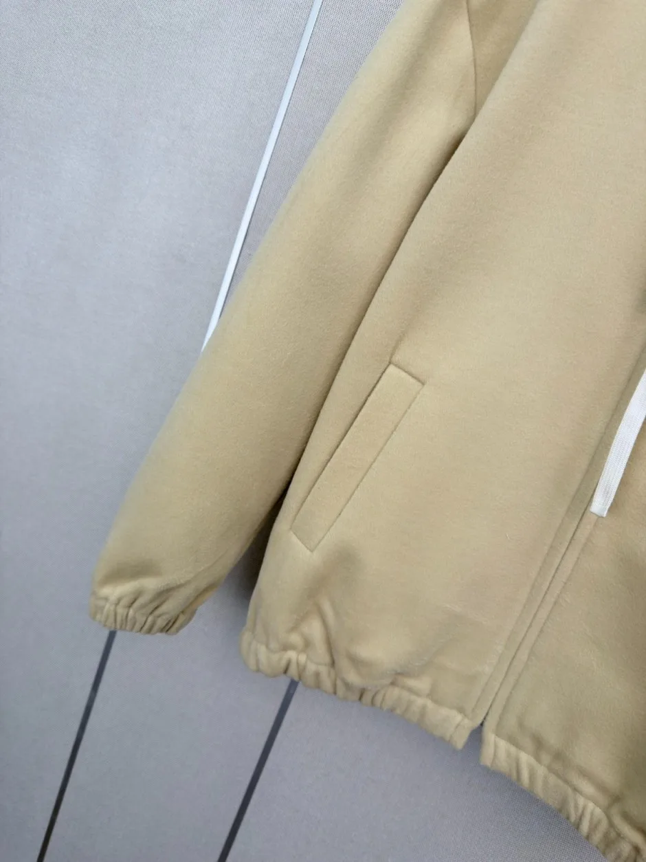 カジュアル ウール＆カシミヤ ジップアップ フーディー ミュウミュウ ジャケット 偽物 ベージュ