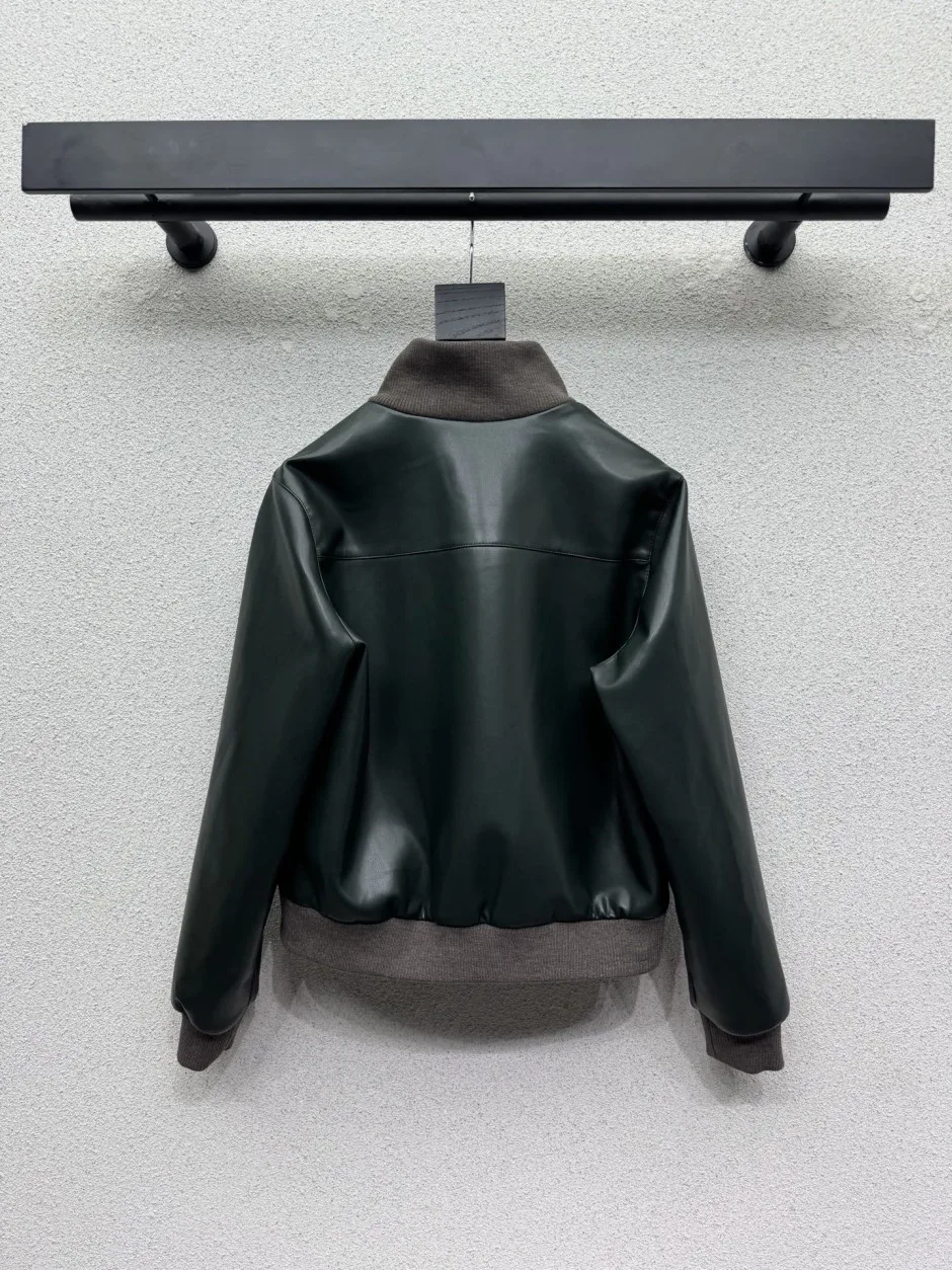 1789125724723609.webp カジュアル 上品 PUレザー ブルゾン ミュウミュウ ジャケット 偽物 グリーン