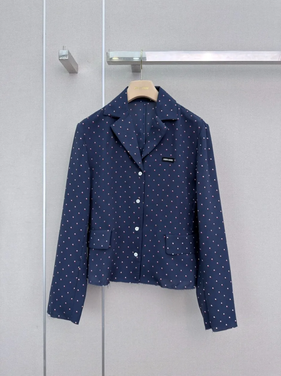 可愛い ドット柄 テーラードジャケット ミュウミュウ ジャケット 偽物